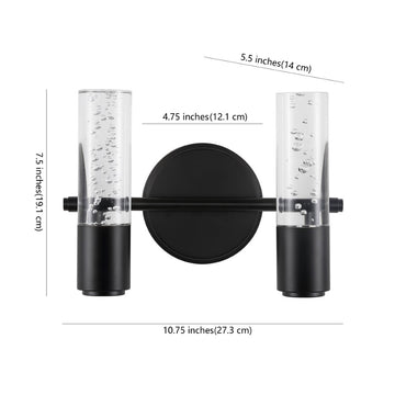 Bolha 10.75" 2-Light Minimalist Modern Bubble Acrylic/Iron Integrated LED Vanity Light